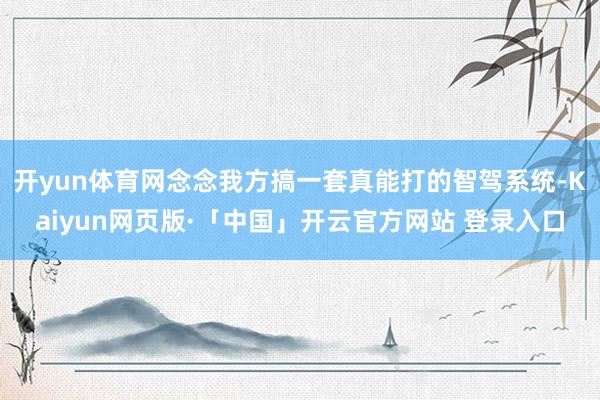 开yun体育网念念我方搞一套真能打的智驾系统-Kaiyun网页版·「中国」开云官方网站 登录入口