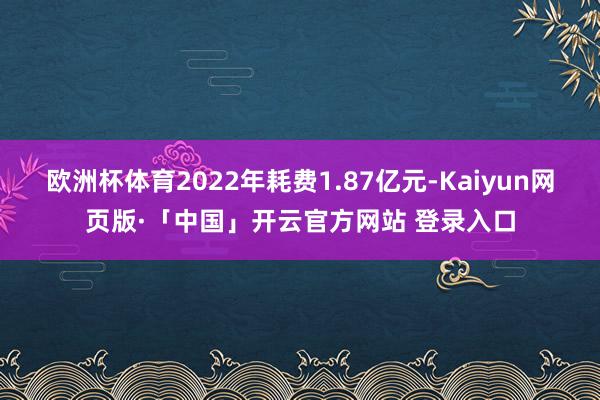 欧洲杯体育2022年耗费1.87亿元-Kaiyun网页版·「中国」开云官方网站 登录入口
