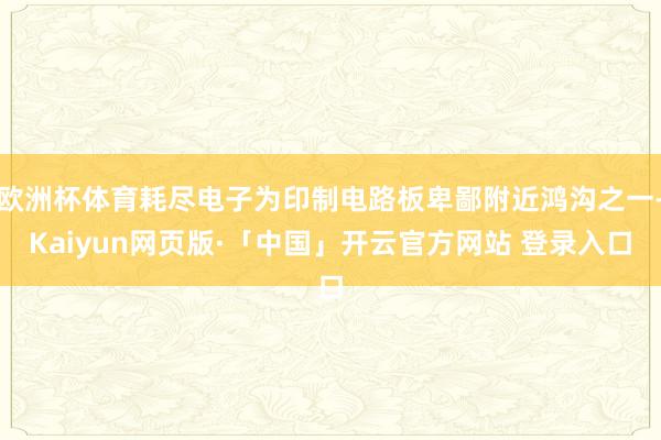 欧洲杯体育耗尽电子为印制电路板卑鄙附近鸿沟之一-Kaiyun网页版·「中国」开云官方网站 登录入口