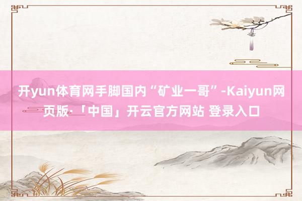 开yun体育网手脚国内“矿业一哥”-Kaiyun网页版·「中国」开云官方网站 登录入口