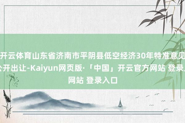 开云体育山东省济南市平阴县低空经济30年特准意见权公开出让-Kaiyun网页版·「中国」开云官方网站 登录入口